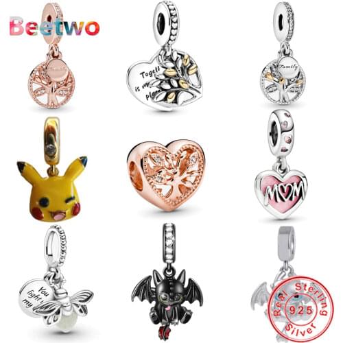 Fit Original Pandora Charms Bracelet Zircon Silver Color Heart-shaped Charm Beads Pendant Jewellery Making Women Gifts Berloque