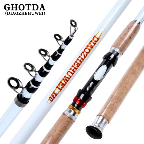 GHOTDA Portable Rock Rod 2.1m 2.4m 2.7m 3.0m 3.6m Carp Telescopic Sea Fishing Rod Spinning rod carbon fiber Ultralight Superhard