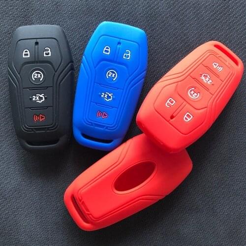 Rubber Key Fob Shell Silicon Holder Accessory For Ford EXPLORER Fusion Mustang F150 Lincoln MKZ MKC 5 Button Smart Remote