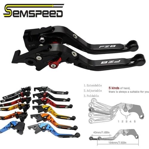 SEMSPEED FZ8 logo Motorcycle CNC Foldable Extendable Brake Clutch Handles Levers For Yamaha fz8 2011 2012 2013 2014 2015 Parts