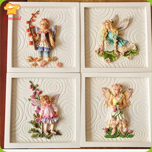 Fairy Girl Silicone Molds Chocolate Fondant Baking Angel Flower Fairy Silicone Mould 3D Angel DIY Flower Clay Handmade Tools