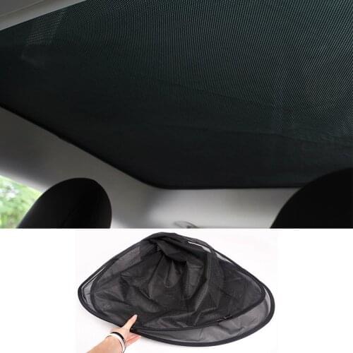 For Tesla Model 3 2017-2021 Sunshade Front & Rear Glass Roof Sun Shades with Skylight Reflective Covers Set Black Nylon Cloth