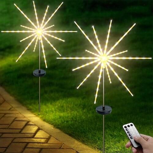 Solar Firework Lights 112 LED Solar Starry Starburst Light With remote Waterproof Firework Fairy String Lights for Gardens Party