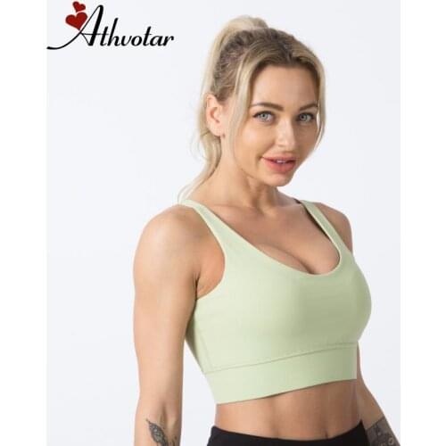 ATHVOTAR Sport Bras Women Solid Color Push Up Bra Shock-Proof High Stretch Yoga Top Gym Activewear Fitness Vest