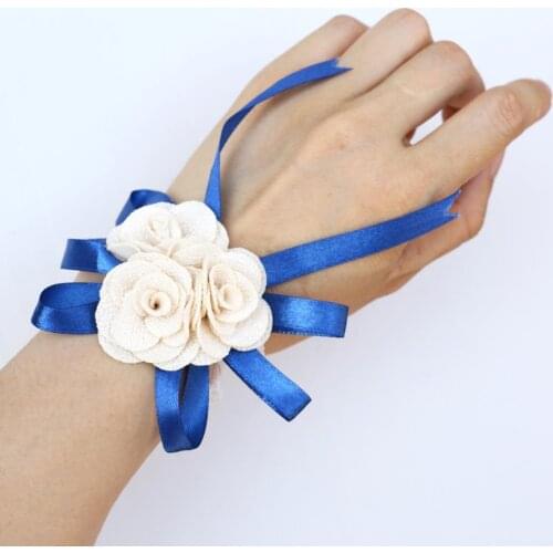 Wrist Corsage Wedding Ivory Artificial Flowers Bridesmaid Wrist Corsage Silk Wedding Accessories Decoration Handmade SW004