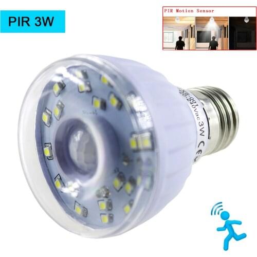 2/3W E27 LED motion PIR Infrared body sensor light White Light Bulb Lamp Motion Led Bulb sensing bulb white 220V automatic Smart