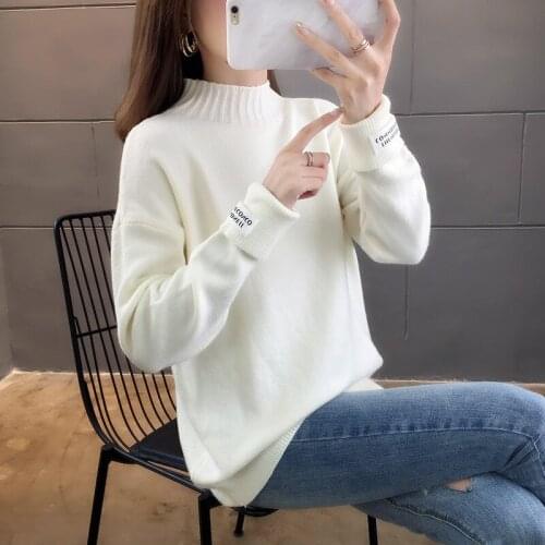 Half turtleneck sweater women autumn new loose western style wild fashion thick long-sleeved bottoming sweater