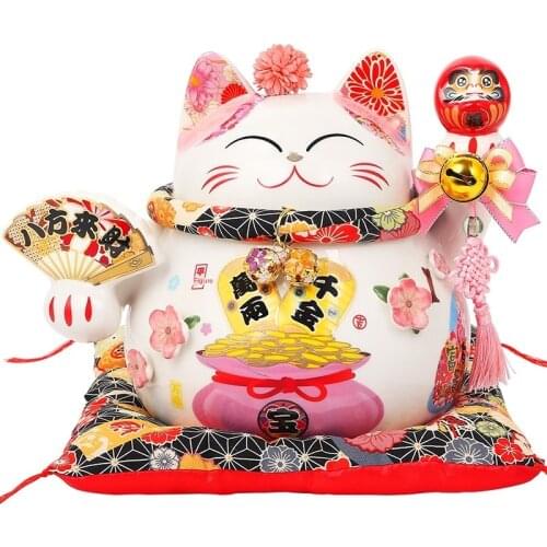 Fortune Cat Decoration Large Fortune Cat Ceramic Japanese Piggy Bank Store Opening Creative Gift 0282