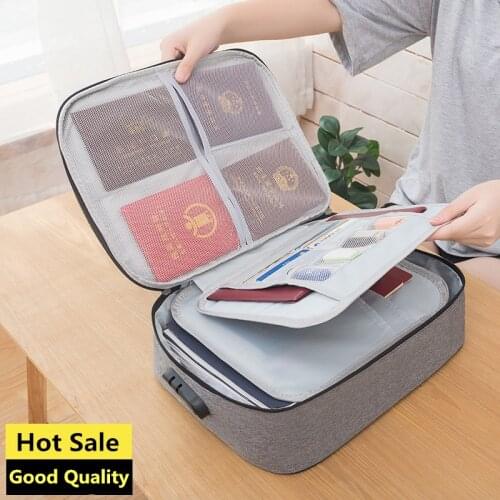 Large Capacity Multi-Layer Document Collection Bag with Lock Home Office Credit Card Storage Bag Certificate File Organizer Case