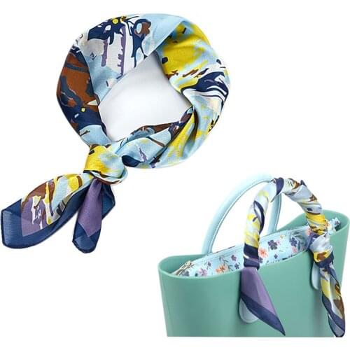 New 1 piece Fashion printing imitation silk square scarf neckerchief Decoration Tie Multifunction for o bag for o bag handle
