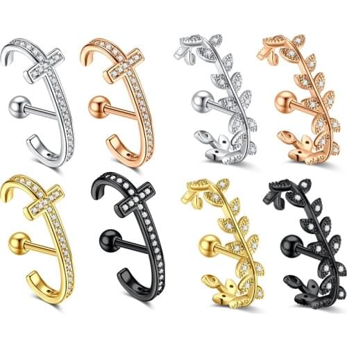 1Pc Cartilage Helix Tragus Earring Steel Bar And Long Cz Earlobe Screw Back Stud Ear Piercing Jewelry