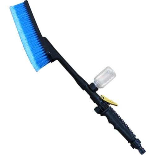1Pc about 52x5cm Blue Car Wash Brush Auto Exterior Retractable Long Handle Water Flow Switch Foam Bottle Car Cleaning Brush