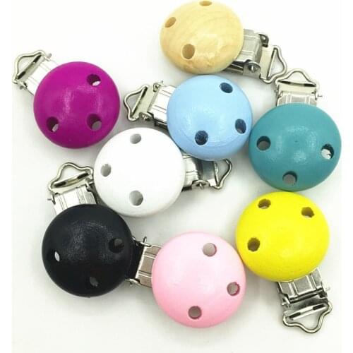 10pcs/lot teether of wood Teething Pacifier Clip -wood Universal Soother Clip loose beads- baby Teether Chew Toy