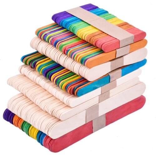 50Pcs/Lot DIY kids Handwork Art Crafts Toys Wooden Craft Ice Cream Sticks Pop Popsicle Sticks Natural Wood Cake Tools Ice Mold