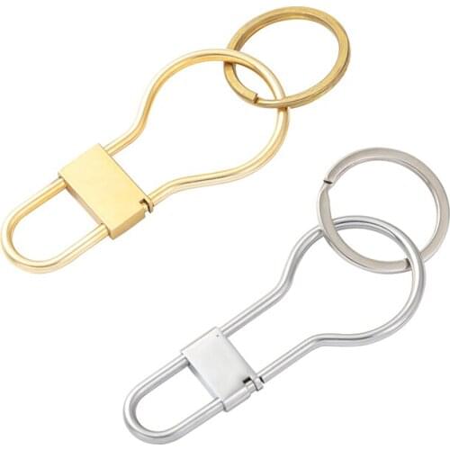 Stainless steel keychain mens simple gourd-shaped key ring pendant decoration trendy portable accessories