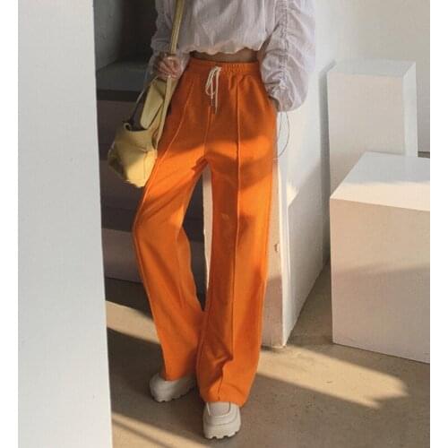 Women Soft Comfort Pants New High Waist Wide Leg SweatPants Casual Slacks Joggers Streetwear Female Solid Sport Long Trousers