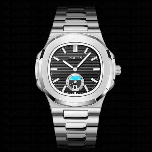PLADEN Top Brand Luxury Fashion Diver Watch Men 30ATM Waterproof Date Timepiece Steel Sport Quartz Wristwatch Hommes horloge
