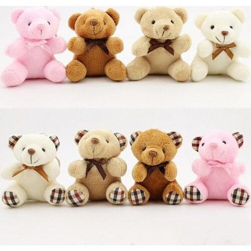 Kids Toys Stuffed Animals Fluffy Bear 8CM Popobe Teddy Bear Cute Plush Toys Bag Keychain Car Key Holder for Pendant Doll K0145