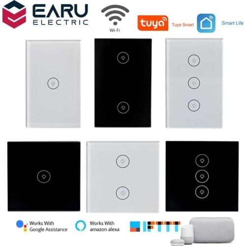 EU US 1 2 3 Gang WiFi Smart Timer Touch Switch Glass Panel Wall Light Switch Remote Control TUYA Smart Life Alexa Google Home
