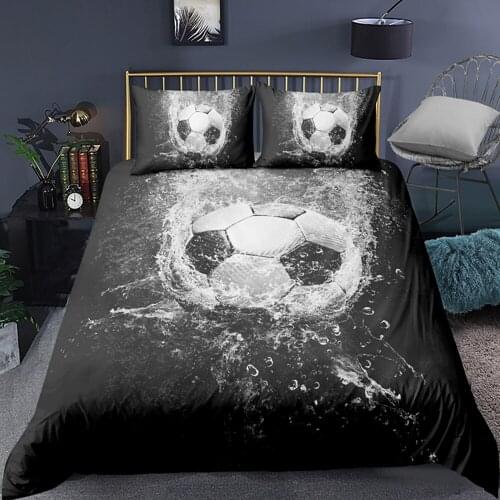Sport Football Bedding Set Kids Cool Comforter 3D Print Luxury Duvet Cover Set Home Textile Queen King Single Size Black White