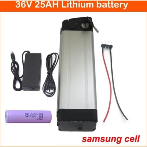 1000W 36V 25AH silver fish battery 36V 24.5AH li-ion battery Use samsung 18650 cells 30A BMS Bottom discharge free customs fee