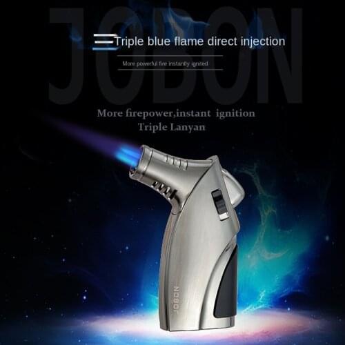 Metal 3 Nozzles Torch Lighter Windproof Jet Turbo Spray Gun Inflatable Gas Butane Cigar Lighter Outdoor BBQ Kitchen Lighters