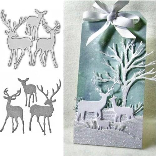 3pcs Christmas Deer Elk Metal Cutting Dies Animal Dies Embossing Stencil For DIY Scrapbooking Album Craft Dies Paper Card Making