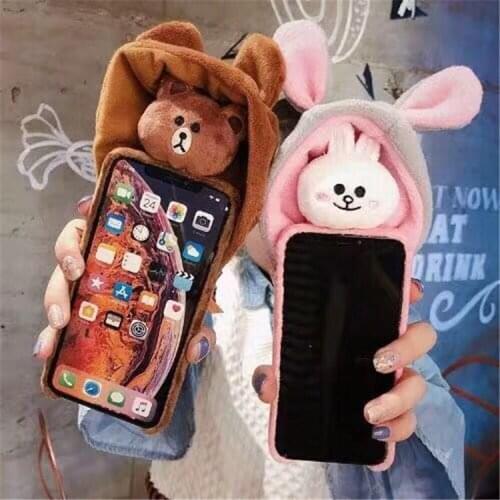 Fashion warm cartoon hat plush soft shell phone case for Xiaomi 5X/6X/9/9SE/CC9