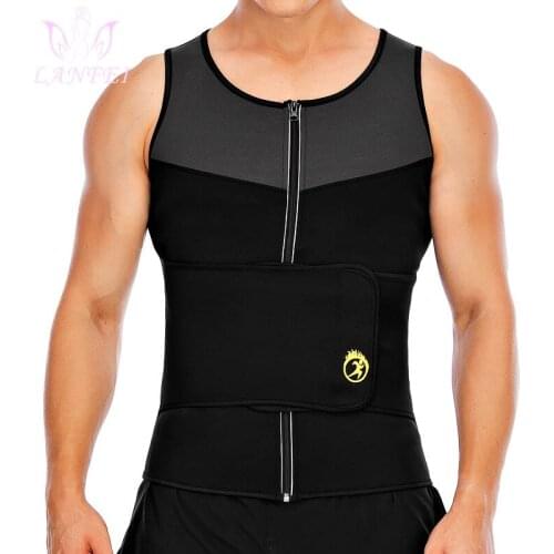 LANFEI Waist Trainer Belt Men Neoprene Body Shaper Sauna Vest Double Control Weight Loss Workout Compression Slimming Tank Tops