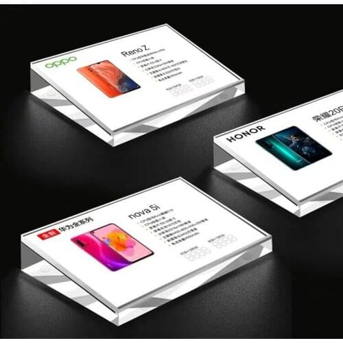 A4 Tabletop Beveled Square Acrylic Sign Holder Stand Mobile Cellphone Price Tag Advertising Picture Display Stand Frame