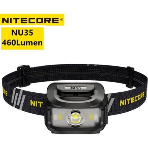 100% Original NITECORE Headlamp NU35 USB Rechargeable Dual Source Highlight Compatible With 3 x AAA batteries Mini Flashlight