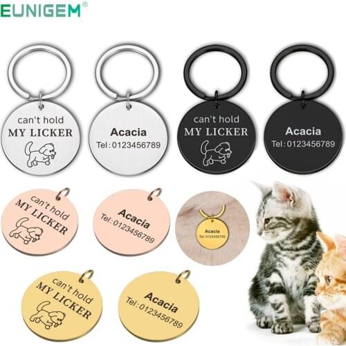 Personalized Dog ID Keychain Pet Name Phone Anti-lost Pet ID for Cat Puppy Can't Hold My Licker Dog Collar Tag Keyring Pet