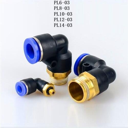 2-5Pcs/Lot PL6-03,PL8-03,PL10-03,PL12-03,PL14-03 Pneumatic Connectors Elbow Fitting 6,8,10,12,14mm-3/8'' Air Gas Quick Coupling