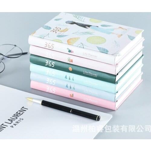 Simple diary time management 365 days hand account book school student schedule plan hardcover color inner page paper notebook