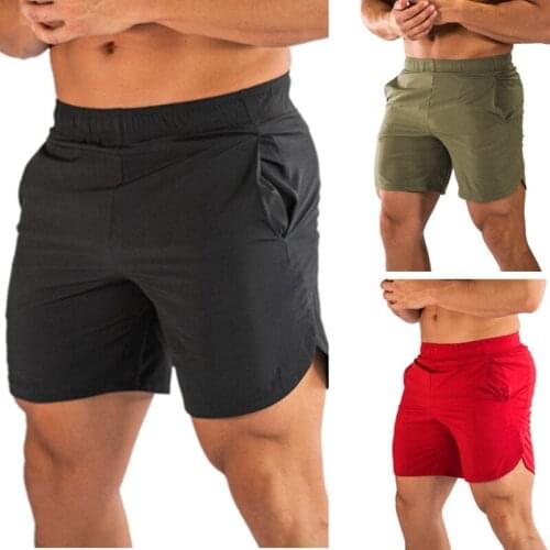 Men Gyms Fashion Fitness Shorts Bodybuilding Joggers Summer Quick-dry Cool Short Pants Casual Solid Color Stretch Sweatpants
