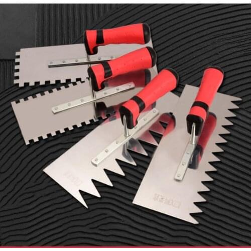 Stainless steel toothed trowel, trowel, scraper, bricklayer scraper, serrated tile tool