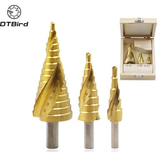 3/pcs 4-12/20/32mm HSS Spiral Grooved Center Drill Bit Solid Carbide Mini Drill Accessories Titanium Step Cone Drills