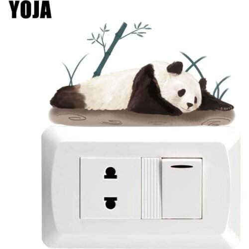 YOJA Giant Panda Lying On Their Stomachs PVC Switch Sticker Leisure Life Pastoral Style Decor Wall Decal 8SS0931
