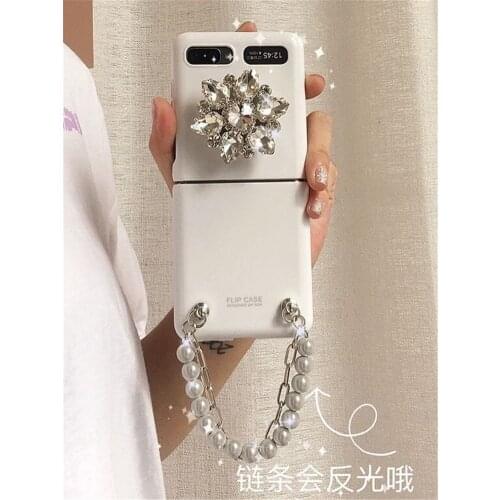 For Samsung Galaxy zflip mobile phone chain rope protective case f7070 folding 5g luxury female f7000