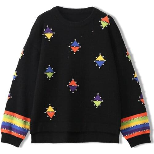 Fall Winter Women Sweater Korean Style Embroidery Thick Warm O-Neck Pullover Knittied Tops Long Sleeve Casual Jumper Female