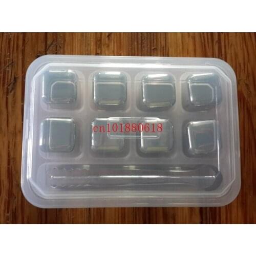 20pcs/lot Free Shipping 9 in 1 Stainless Steel Whisky Stones Cube Drink Chilling Reusable Whiskey Ice Cubes With retail box