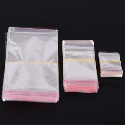 200Pcs Self-adhesive Envelope Cellophane Bag Plastic Clear Resealable Jewelry Pouch Cookie Packaging Bakery Candy Bags Wholesale