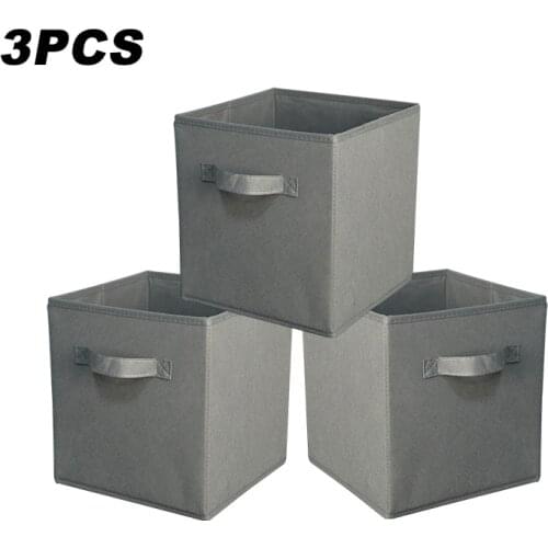3Pcs/Set Non-woven Folding Storage Box Portable Closet Sundries Organizer Office Bedroom Toys Laundry Bins