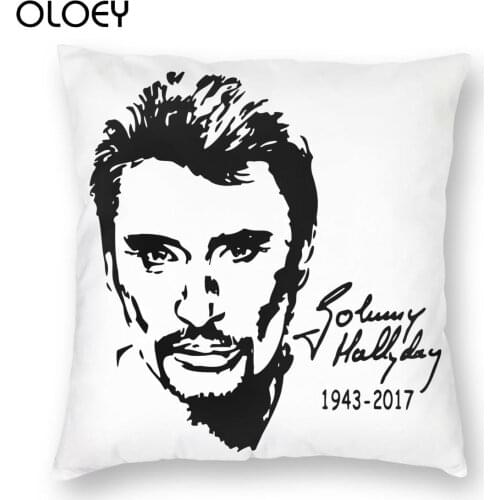 45x45cm Johnny Hallyday 1943-2017 Square Pillow Case Decorative Pillow Vintage Cushion Covers