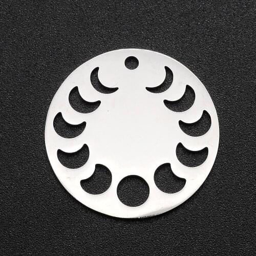 5Pcs/Lot 100% Stainless Steel The Moon Trail Pendants For Making Necklace Charms Jewelry