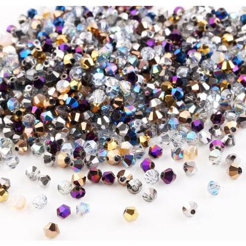 720pcs/bag AAA Top Quality Czech Glass Bicone Loose Beads 4mm Crystal Plated Bead DIY Jewelry Making For Needlework Accessories