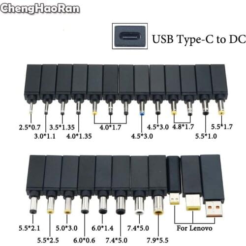 ChengHaoRan PD Adapter Plug Converter USB Type C Female to 7.4 x 5.0mm 5.5 x 2.5mm Male Laptop DC Plug Jack Connector For Lenovo