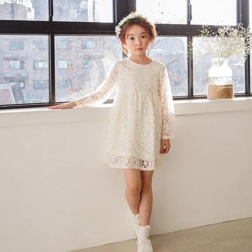 White Lace Dresses for Teen Girls Korean Style Kids Princess Dress Summer Casual Children Wedding Party Birthday Clothing 6 8 Y