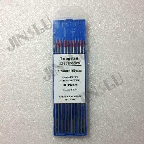 Free Shipping !!! 10PCS 2% red tip WT20 Thorium Tungsten electrode 3.2mm for TIG welding
