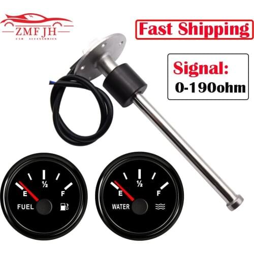0-190ohm Fuel Sender Unit Water Level Sensor Fit For Universal 52mm Digital Fuel Water Level Gauge For Boat Car Yacht 9-32V